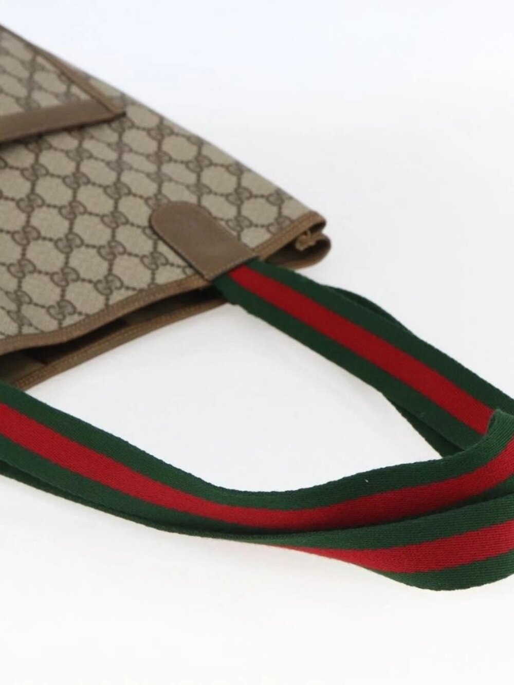 GUCCI GG Supreme Web Sherry Line Tote Bag PVC Beige Gold 39 02 003 Auth 173540 - Picture 5 of 13